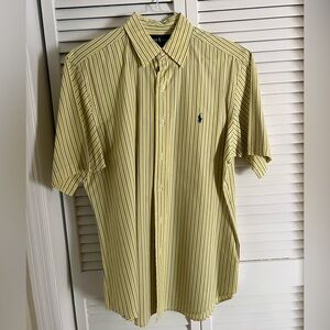 Ralph Lauren Striped Cotton Button-Dwn Short Sleeve Yellw/Blue M Shirt